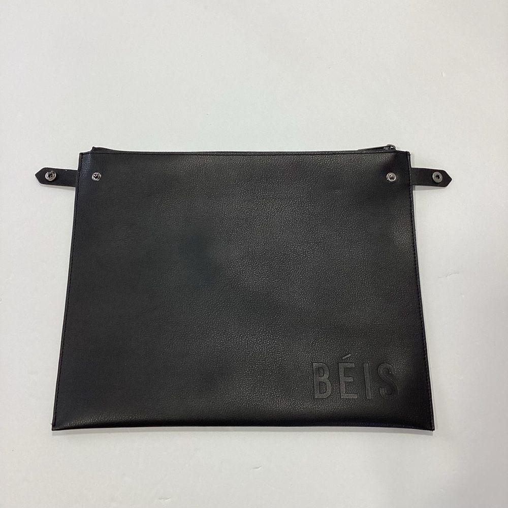 Beis Black Work Tote Laptop Sleeve Insert Bag Pouch With Snaps